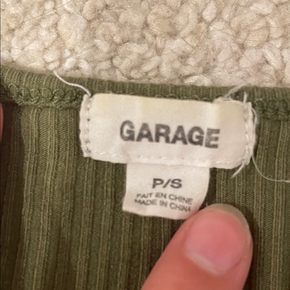 Olive Green Ribbed Cut-Out Top - Picture 2 of 4